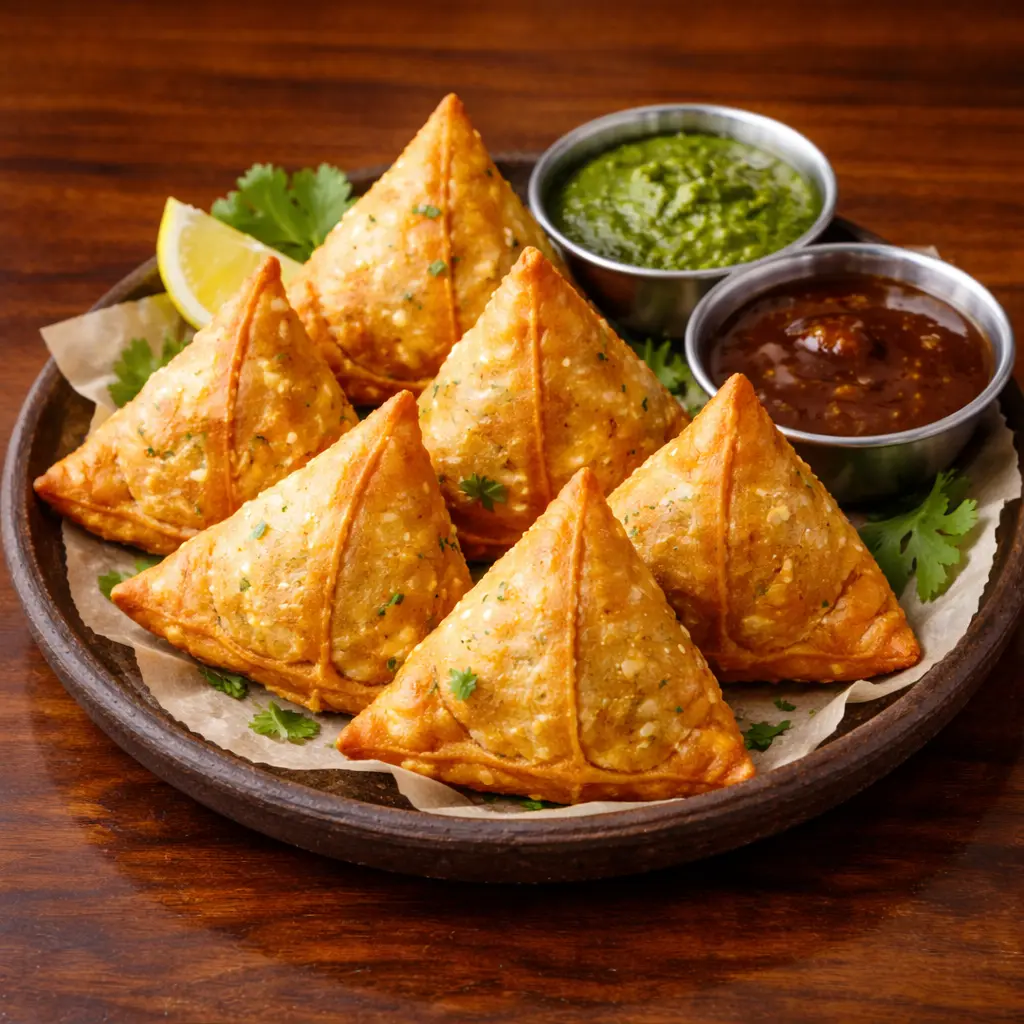 Samosas - crispy pastries at Bollywood Box Calgary